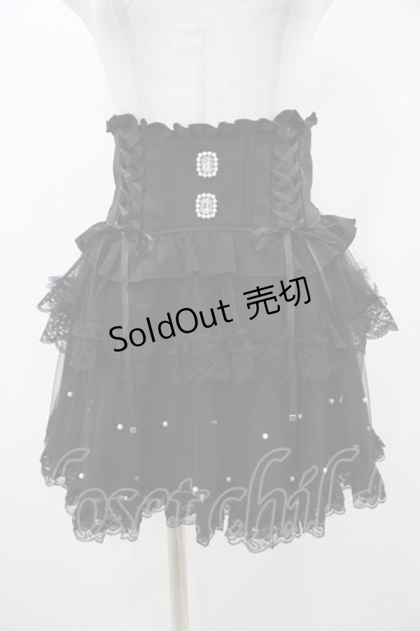 画像1: NOEMIE / バックリボンパールチュールティアードスカパン M ブラック H-25-10-29-021-LO-PA-NS-ZH (1)