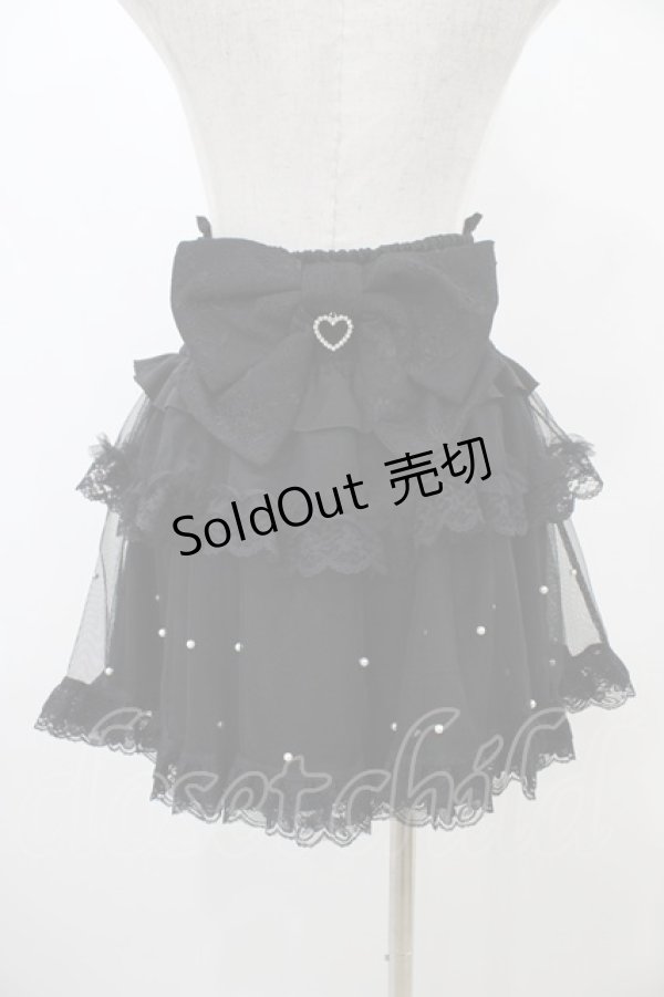 画像2: NOEMIE / バックリボンパールチュールティアードスカパン M ブラック H-25-10-29-021-LO-PA-NS-ZH (2)