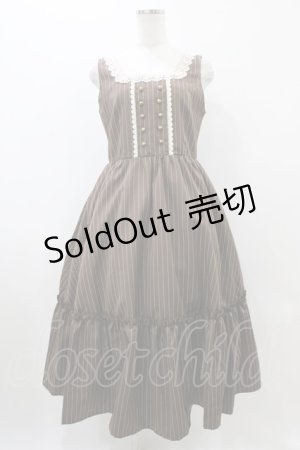 画像: m petit by misako / TT*AOKストライプジャンパースカート L ブラウン H-25-10-29-031-LO-OP-NS-ZH