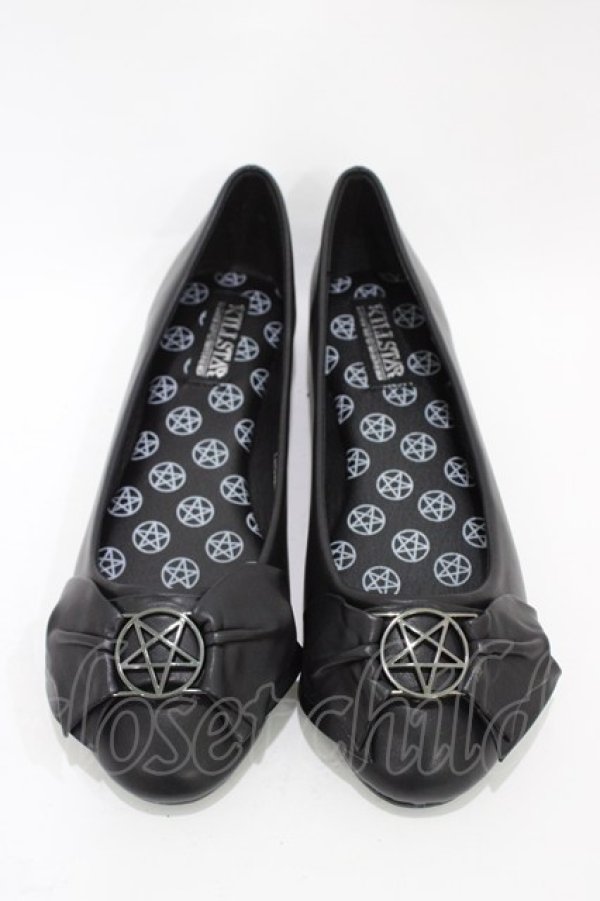 画像1: KILL STAR / EVIL YN FLAT PUMPS UK9(約27.5cm) ブラック H-25-10-30-006-SL-SH-KB-ZH (1)