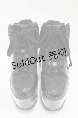 画像: YRU / Qloud Qozmo Black Platform Sneakers 23.0cm ブラック H-25-10-30-044-PU-SH-KB-ZI