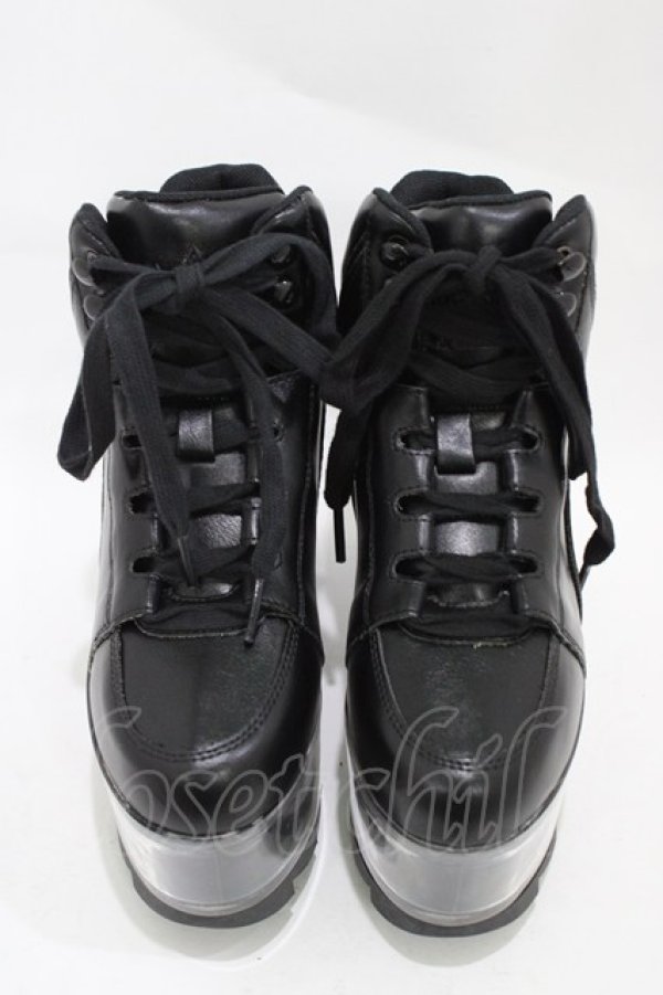 画像1: YRU / Qloud Qozmo Black Platform Sneakers 23.0cm ブラック H-25-10-30-044-PU-SH-KB-ZH (1)