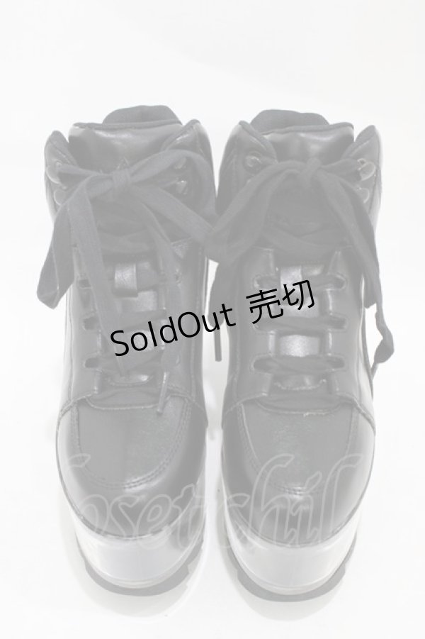 画像1: YRU / Qloud Qozmo Black Platform Sneakers 23.0cm ブラック H-25-10-30-044-PU-SH-KB-ZI (1)