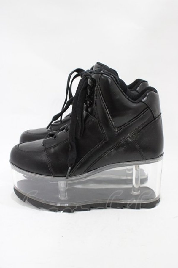 画像2: YRU / Qloud Qozmo Black Platform Sneakers 23.0cm ブラック H-25-10-30-044-PU-SH-KB-ZH (2)