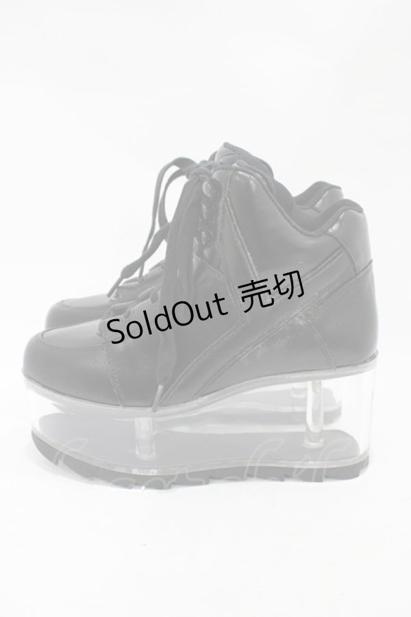 画像2: YRU / Qloud Qozmo Black Platform Sneakers 23.0cm ブラック H-25-10-30-044-PU-SH-KB-ZI (2)