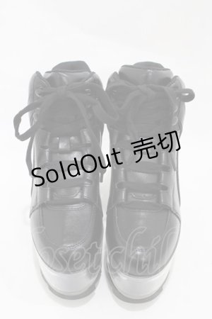 画像: YRU / Qloud Qozmo Black Platform Sneakers 23.0cm ブラック H-25-10-30-045-PU-SH-KB-ZS