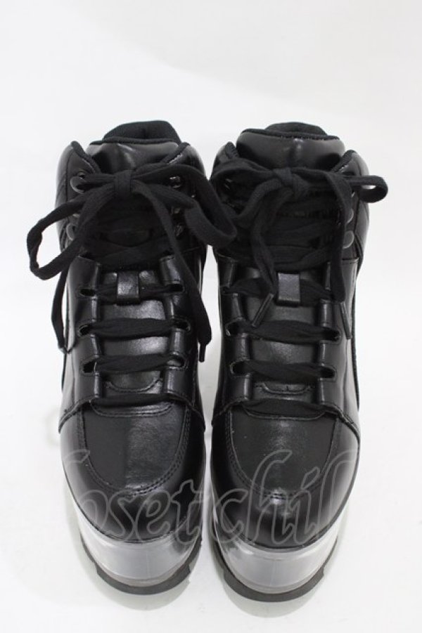 画像1: YRU / Qloud Qozmo Black Platform Sneakers 23.0cm ブラック H-25-10-30-045-PU-SH-KB-ZH (1)