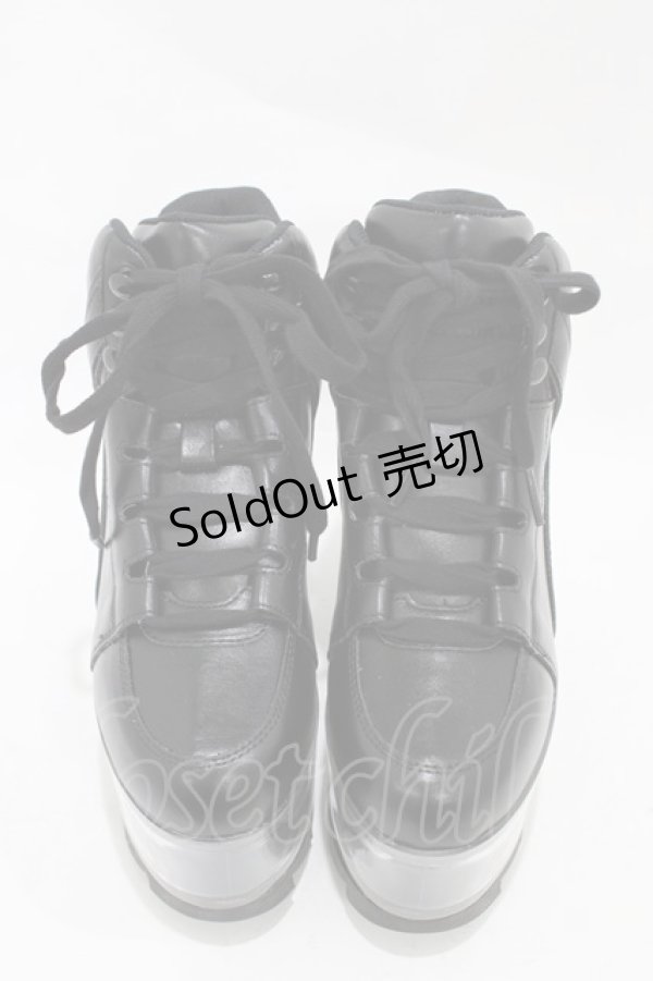 画像1: YRU / Qloud Qozmo Black Platform Sneakers 23.0cm ブラック H-25-10-30-045-PU-SH-KB-ZS (1)