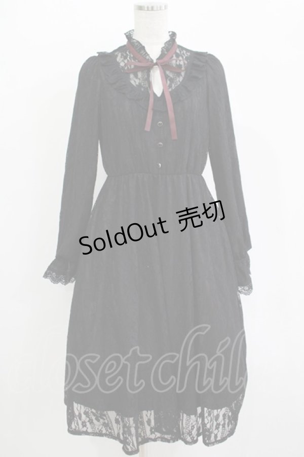 画像1: Amavel / Antique Laceミドルワンピース Free ブラック H-25-11-01-030-CA-OP-NS-ZH (1)