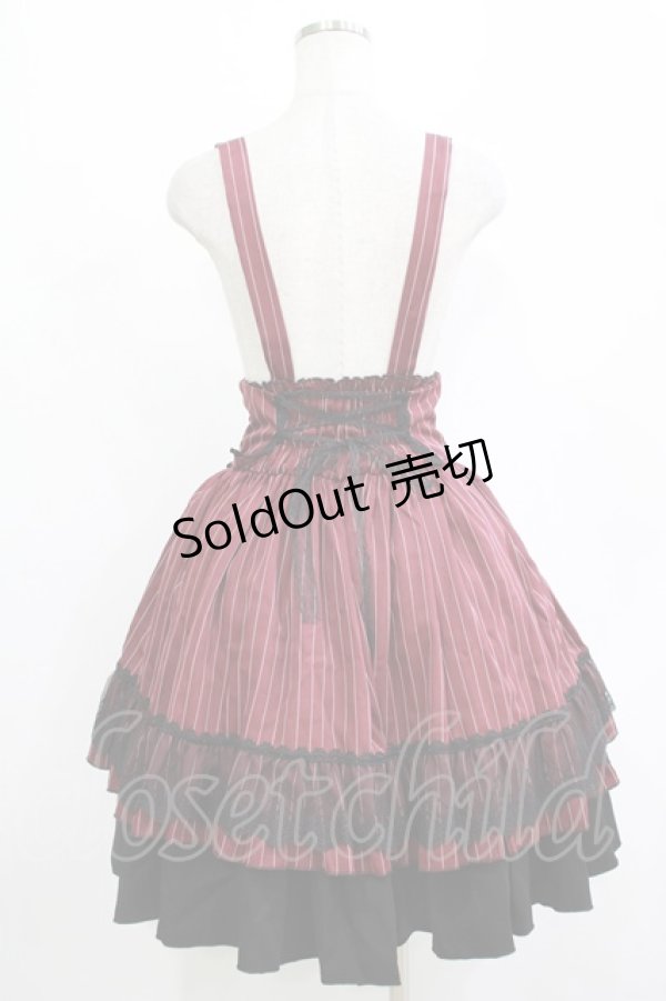 画像6: 逗?（海外ロリータブランド） / ストライプジャンパースカート Free ボルドー H-25-11-01-033-EL-OP-NS-ZH (6)