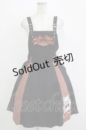 画像: ALICE and the PIRATES / クリスのもこもこワッペンサロペットスカート Free ブラック H-25-11-01-038-PA-OP-NS-ZH