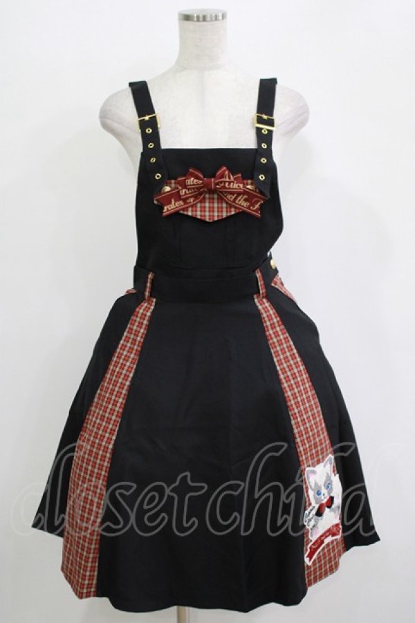 画像1: ALICE and the PIRATES / クリスのもこもこワッペンサロペットスカート Free ブラック H-25-11-01-038-PA-OP-NS-ZH (1)