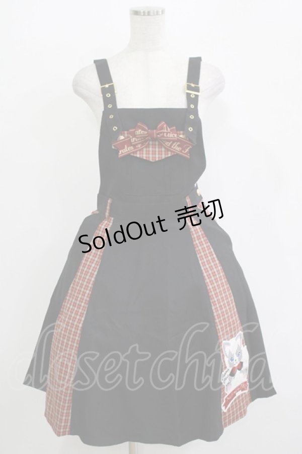 画像1: ALICE and the PIRATES / クリスのもこもこワッペンサロペットスカート Free ブラック H-25-11-01-038-PA-OP-NS-ZH (1)