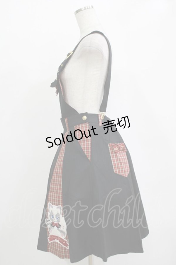 画像2: ALICE and the PIRATES / クリスのもこもこワッペンサロペットスカート Free ブラック H-25-11-01-038-PA-OP-NS-ZH (2)