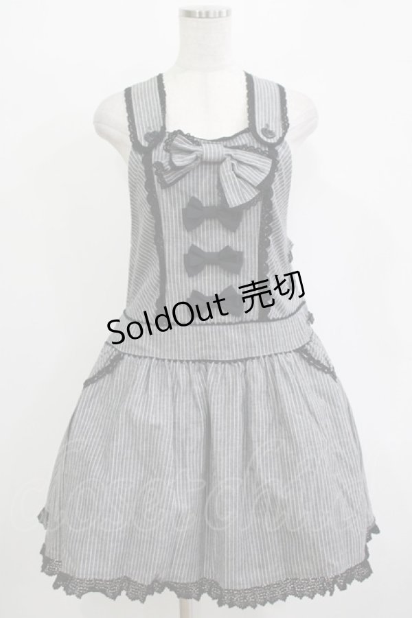 画像1: BABY,THE STARS SHINE BRIGHT / ストライプサロペット Free グレー H-25-11-01-040-BA-OP-NS-ZH (1)