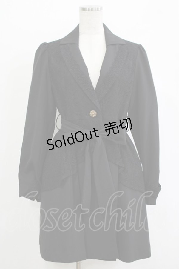 画像1: axes femme / レース重ねクラシックコート M ブラック H-25-11-01-042-AX-CO-NS-ZH (1)