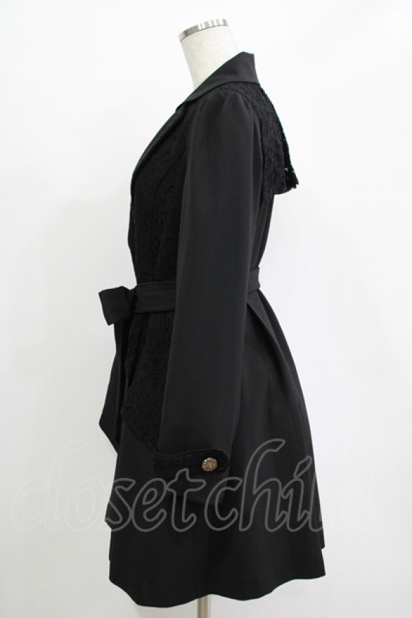 画像2: axes femme / レース重ねクラシックコート M ブラック H-25-11-01-042-AX-CO-NS-ZH (2)