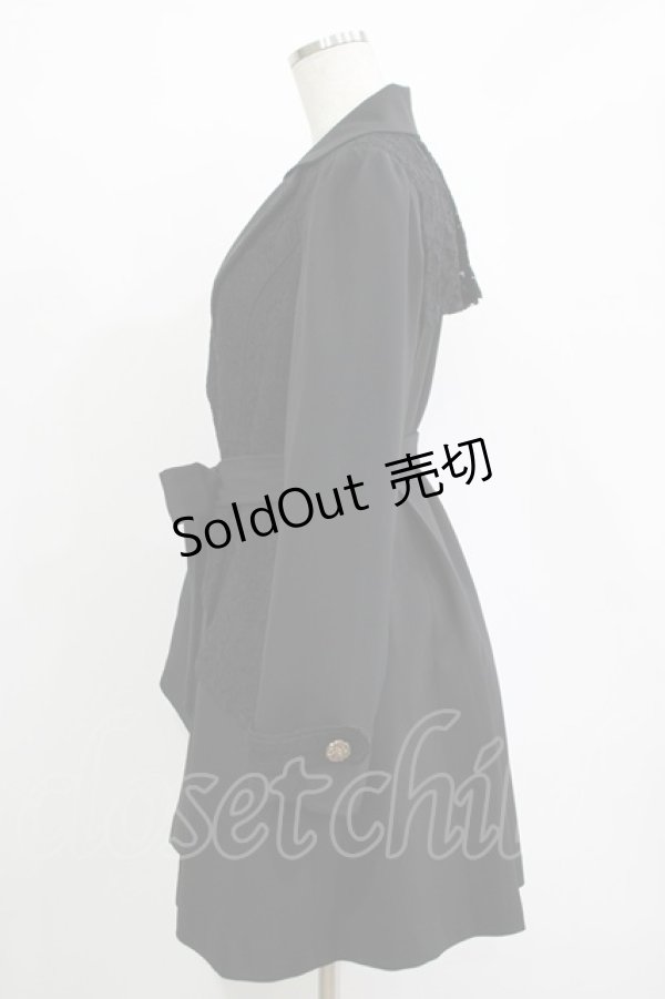 画像2: axes femme / レース重ねクラシックコート M ブラック H-25-11-01-042-AX-CO-NS-ZH (2)