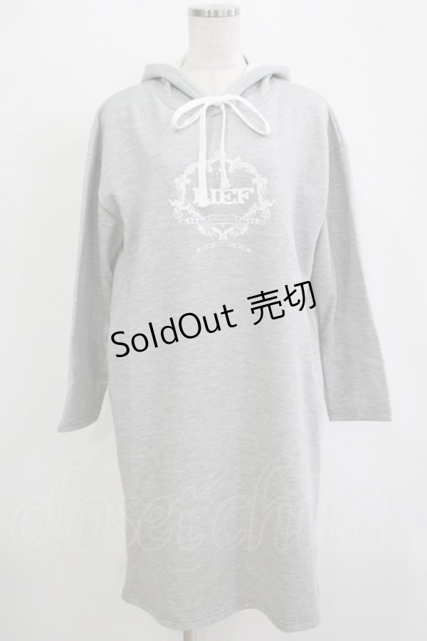 画像1: LIEF / ロゴプリントパーカーワンピース Free グレー H-25-11-01-043-LO-OP-NS-ZH (1)