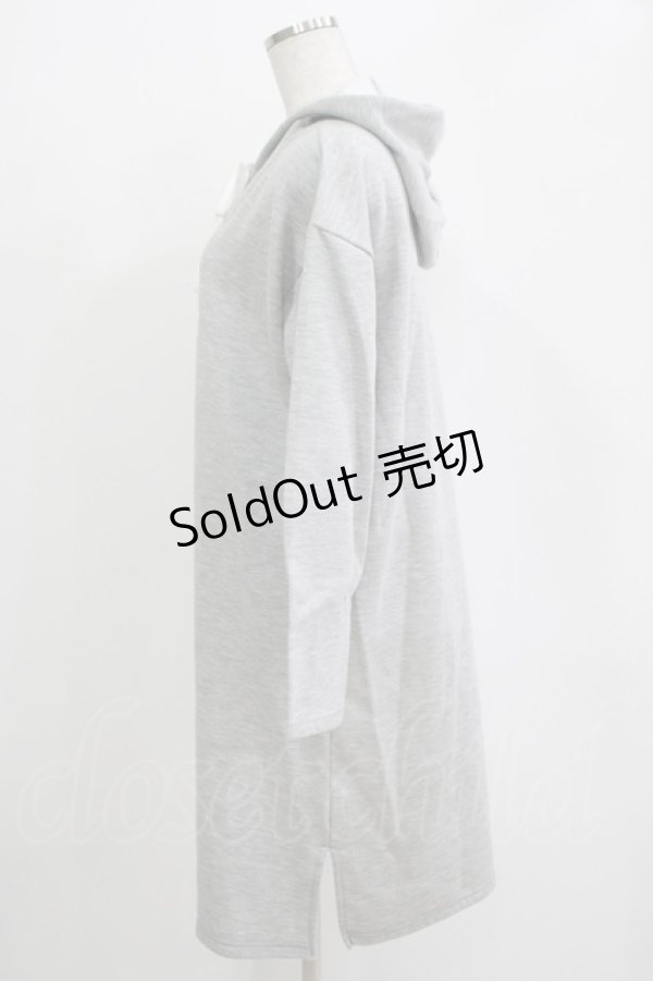 画像2: LIEF / ロゴプリントパーカーワンピース Free グレー H-25-11-01-043-LO-OP-NS-ZH (2)