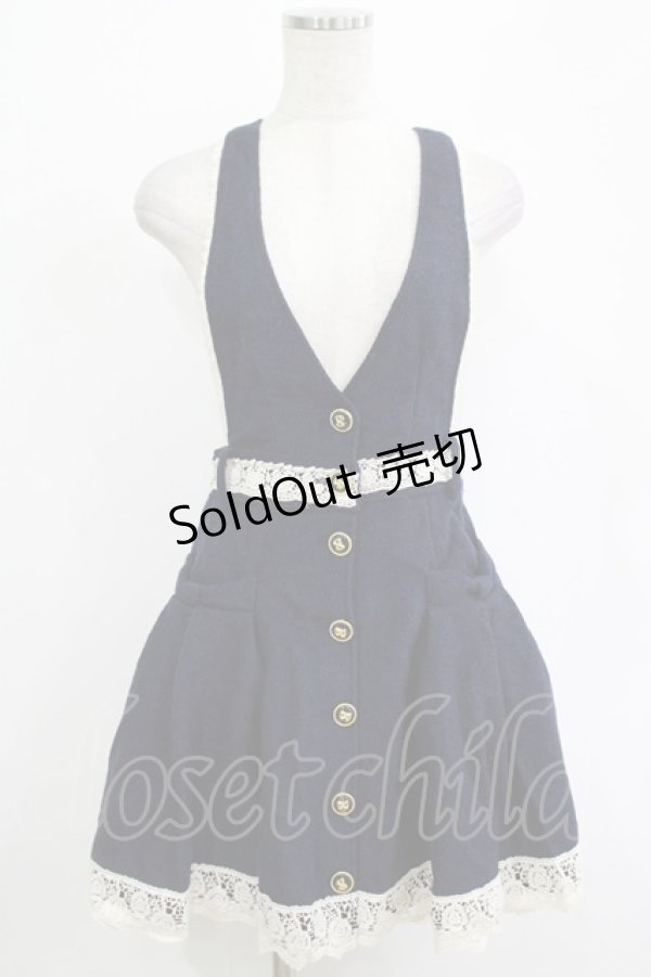 画像1: LIZ LISA / リボンポケットジャンパースカート Free ネイビー H-25-11-01-044-LO-OP-NS-ZH (1)