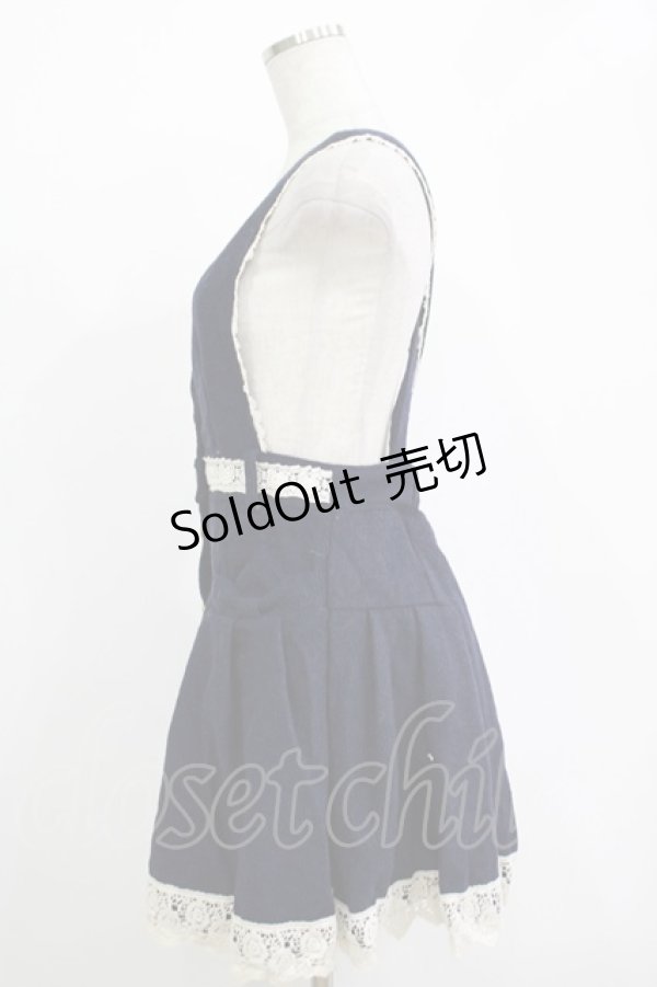 画像2: LIZ LISA / リボンポケットジャンパースカート Free ネイビー H-25-11-01-044-LO-OP-NS-ZH (2)