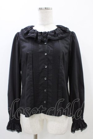 画像: Melody BasKet / ラッフルカラーブラウス  ブラック H-25-11-01-1028-LO-BL-KB-ZH