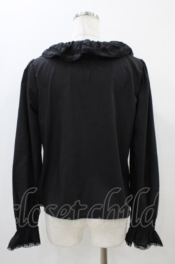 画像2: Melody BasKet / ラッフルカラーブラウス  ブラック H-25-11-01-1028-LO-BL-KB-ZH (2)