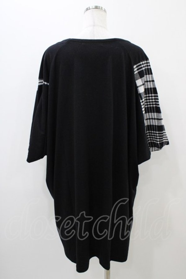 画像2: SEX POT ReVeNGe / チェック切替プリントカットソー  黒 H-25-11-01-1032-SP-TO-KB-ZH (2)