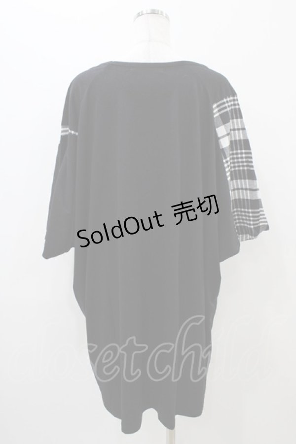 画像2: SEX POT ReVeNGe / チェック切替プリントカットソー  黒 H-25-11-01-1032-SP-TO-KB-ZT1104J (2)