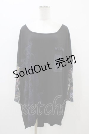 画像: Qutie Frash / プリント切替ドルマンカットソー  ブラック H-25-11-01-1034-QU-TO-KB-ZH