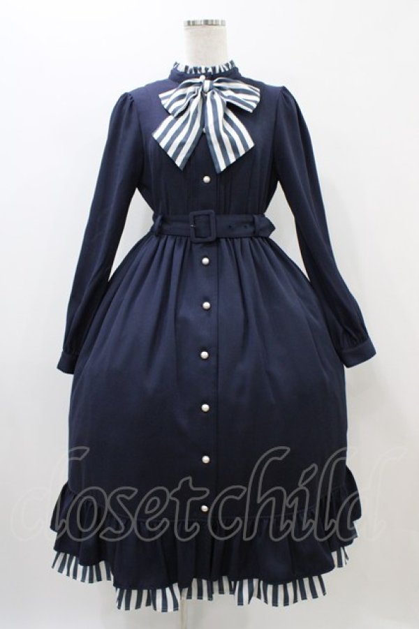 画像1: Melody BasKet / ストライプマドモアゼルドレス M ネイビー H-25-11-01-1007-LO-OP-KB-ZH (1)