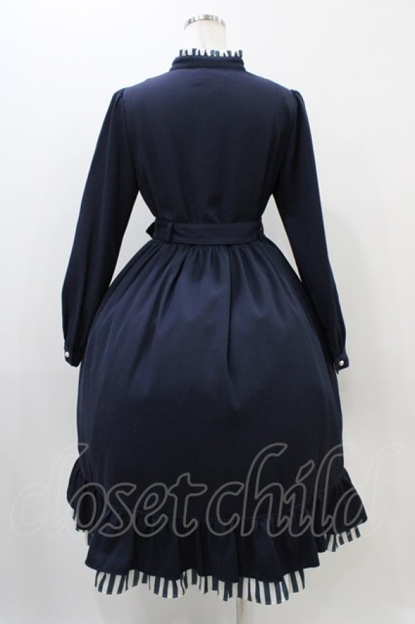 画像2: Melody BasKet / ストライプマドモアゼルドレス M ネイビー H-25-11-01-1007-LO-OP-KB-ZH (2)