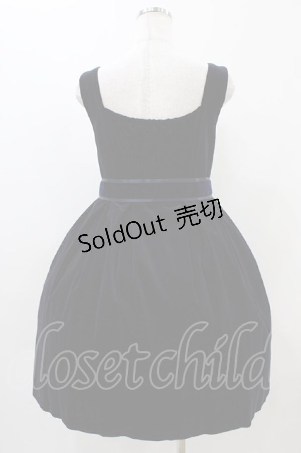 画像2: Jane Marple / クラウンEMBブローチ付別珍ドレス  ネイビー H-25-11-01-1008-JM-OP-KB-ZH (2)