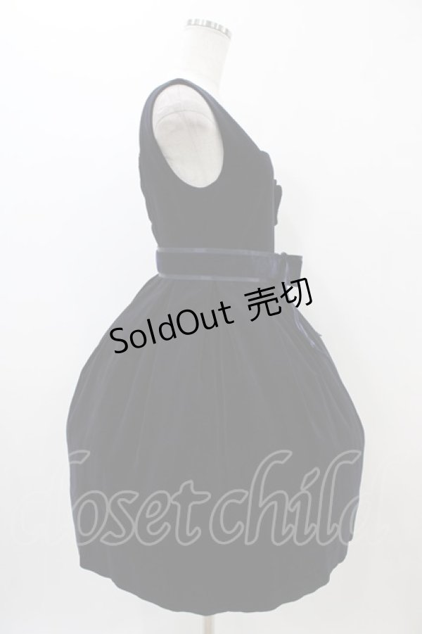 画像3: Jane Marple / クラウンEMBブローチ付別珍ドレス  ネイビー H-25-11-01-1008-JM-OP-KB-ZH (3)