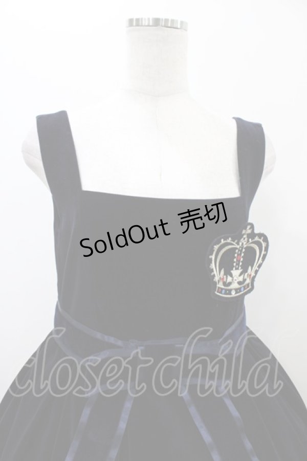 画像4: Jane Marple / クラウンEMBブローチ付別珍ドレス  ネイビー H-25-11-01-1008-JM-OP-KB-ZH (4)