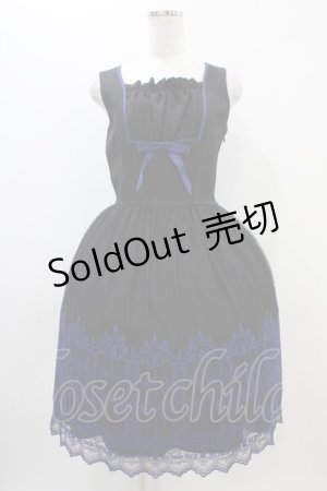 画像: Moi-meme-Moitie / 燭台エンブレムゲートジャンパースカート  黒×青 H-25-11-01-1009-MO-OP-KB-ZH