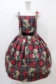 画像1: Emily Temple cute / Teddy Bear Tartanノースリーブワンピース  レッド H-25-11-01-1012-ET-OP-KB-ZH (1)