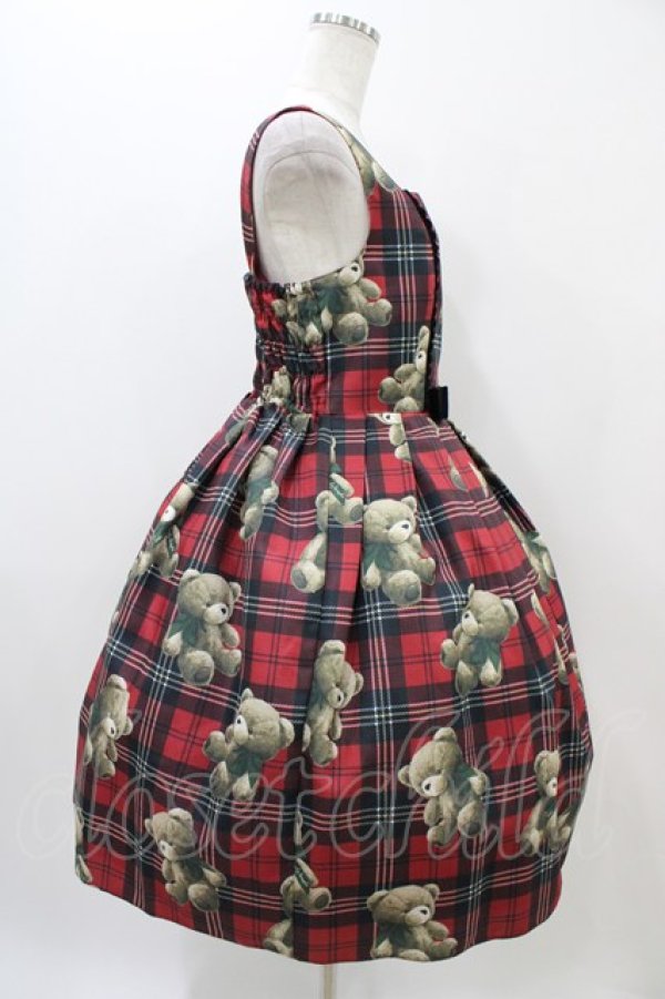 画像3: Emily Temple cute / Teddy Bear Tartanノースリーブワンピース  レッド H-25-11-01-1012-ET-OP-KB-ZH (3)
