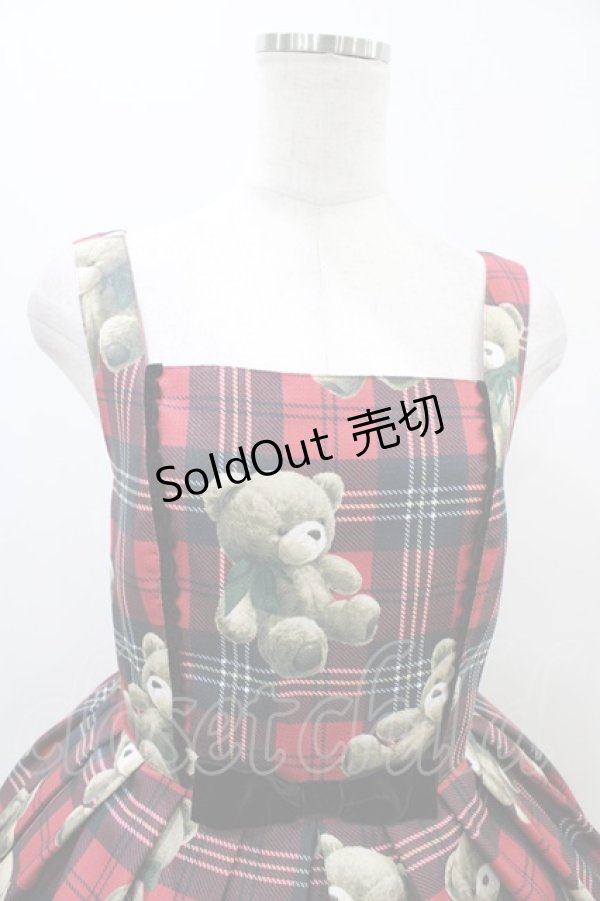 画像4: Emily Temple cute / Teddy Bear Tartanノースリーブワンピース  レッド H-25-11-01-1012-ET-OP-KB-ZH (4)