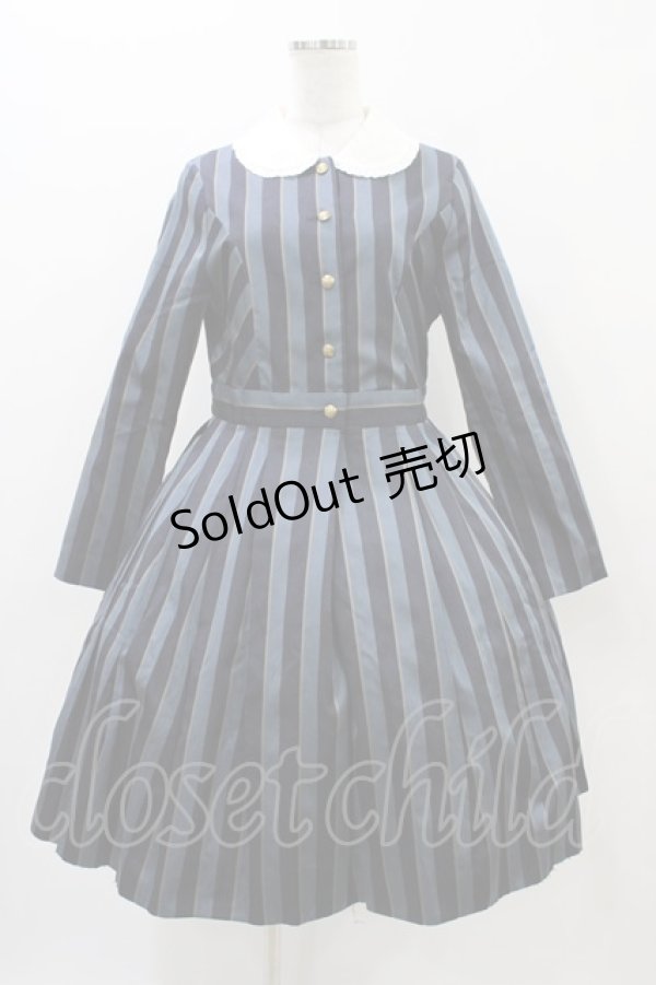 画像1: Jane Marple / Regimental stripe lycee onepice  ネイビー H-25-11-01-1014-JM-OP-KB-ZH (1)