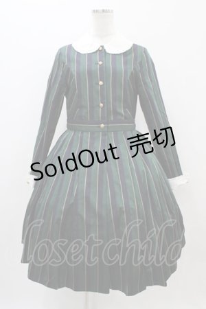 画像: Jane Marple / Regimental stripe lycee onepice  グリーン H-25-11-01-1016-JM-OP-KB-ZH