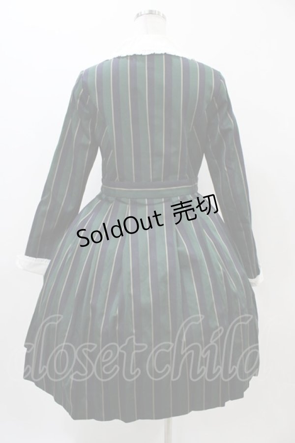 画像2: Jane Marple / Regimental stripe lycee onepice  グリーン H-25-11-01-1016-JM-OP-KB-ZH (2)