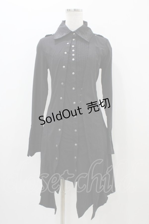 画像1: Ozz Croce / 刺繍シャツワンピース  黒 H-25-11-01-1019-OO-OP-KB-ZH (1)