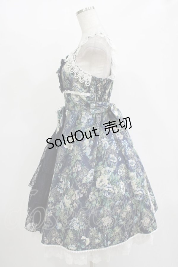 画像2: metamorphose / royalジャガードコルセット風ジャンパースカート サイズ1 ネイビー H-25-11-01-006-ME-OP-NS-ZH (2)