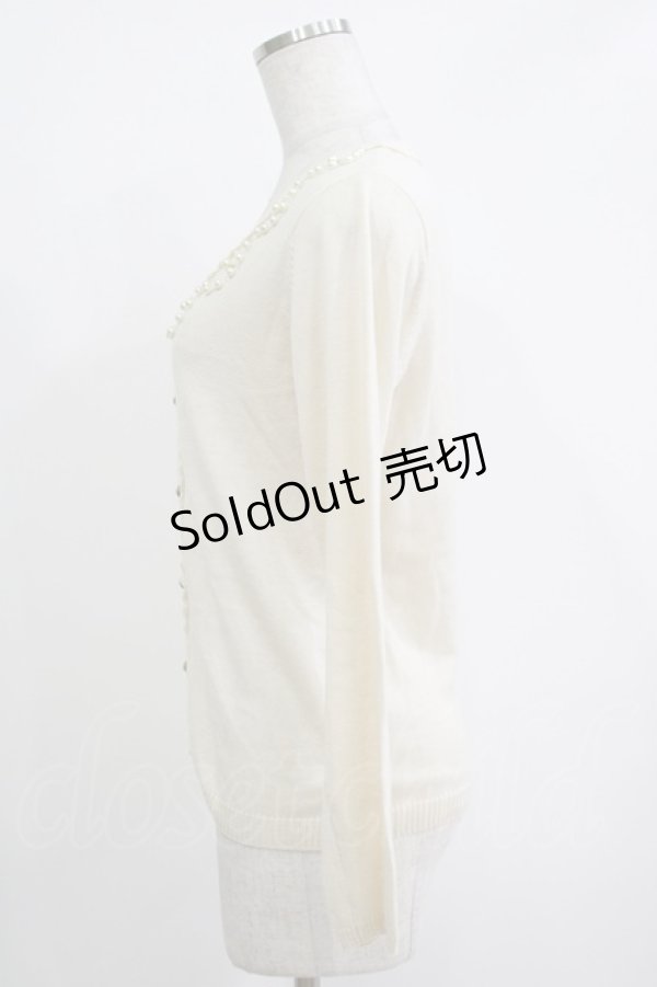 画像2: axes femme / パール使いカーディガン M 生成り H-25-11-01-065-AX-TO-NS-ZH (2)