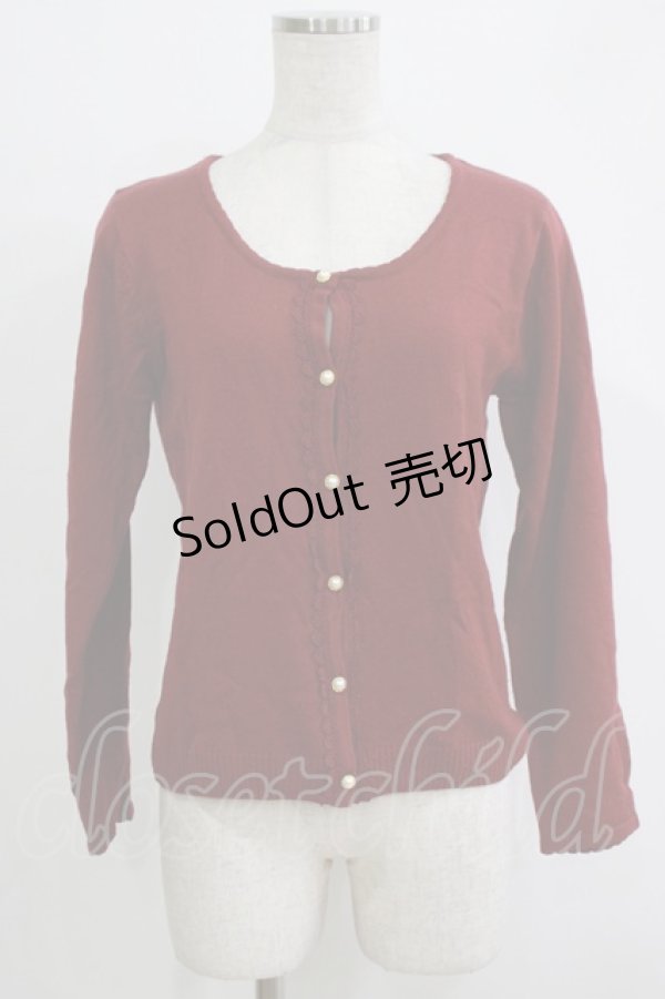 画像1: axes femme / パールボタンカーディガン M ボルドー H-25-11-01-068-AX-TO-NS-ZH (1)