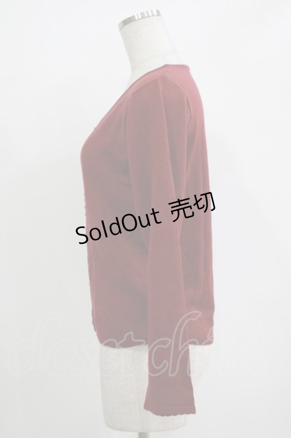 画像2: axes femme / パールボタンカーディガン M ボルドー H-25-11-01-068-AX-TO-NS-ZH (2)