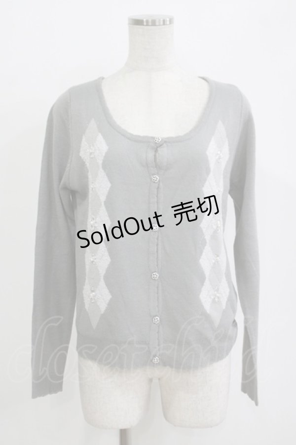 画像1: axes femme / アーガイルカーディガン M グレー H-25-11-01-070-AX-TO-NS-ZH (1)