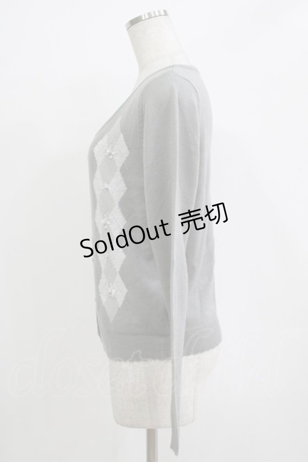 画像2: axes femme / アーガイルカーディガン M グレー H-25-11-01-070-AX-TO-NS-ZH (2)